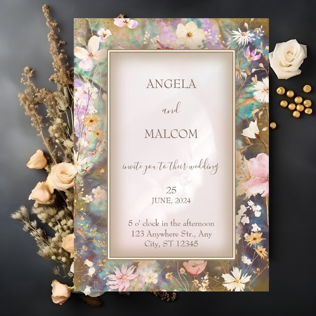 Rustic Boho Abalone Floral Wedding Einladung (Von Creator hochgeladen)