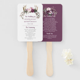 Rustic Boho Antlers Lila Plum Peonies Wedding Fächer