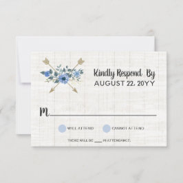 Rustic Boho Arrows Watercolor Floral Wedding RSVP