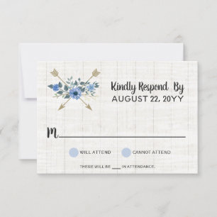 Rustic Boho Arrows Watercolor Floral Wedding RSVP