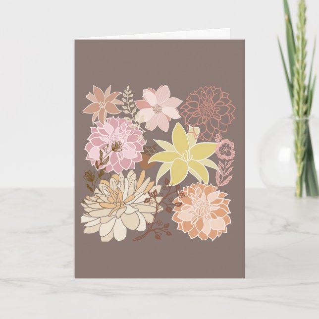 Rustic Boho Asphalt Floral Pattern  Karte (Vorderseite)