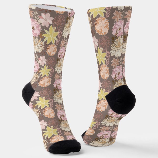 Rustic Boho Asphalt Floral Pattern  Socken (Gewinkelt)