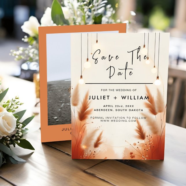 Rustic Boho Autumn Ombre Brown Wedding Save The Date (Von Creator hochgeladen)