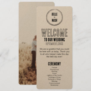 Rustic Boho Barn Wedding Programm mit Foto