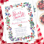 Rustic Boho Berry 30. Geburtstagsbudget Einladung<br><div class="desc">Pünktlich zum Sommer 2024 präsentiert sich unsere brandneue Summer Berry Bliss Kollektion. Rot, Weiß und Blau Patriotismus trifft rustikale Boho Chic. Erdbeeren, Himbeeren und Heidelbeeren auf weißem Hintergrund schaffen ein patriotisches Ambiente in diesem botanischen Beerenrahmen. Berry Sweet ist in einem spielerischen und lässigen roten Drehbuch geschrieben, das mit dem Namen...</div>