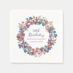 Rustic Boho Berry Sommer 50. Geburtstag Serviette