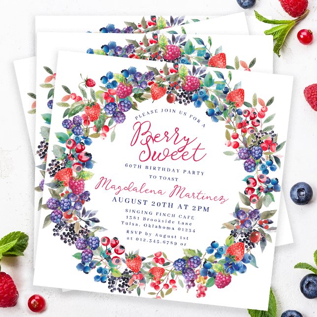 Rustic Boho Berry Sweet Summer 60. Geburtstag Einladung (Von Creator hochgeladen)