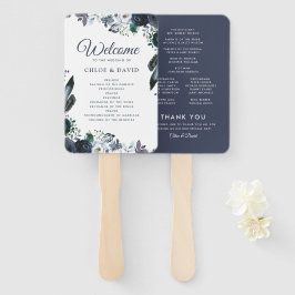 Rustic Boho Blue Floral Wedding Program Fächer