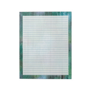 Rustic Boho Blue Green - Blue Wide Lined 8.5"x11" Notizblock