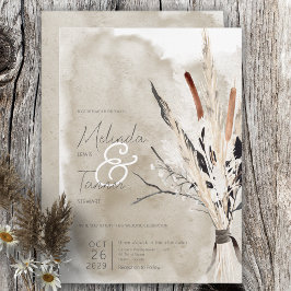 Rustic Boho Bouquet Moderne Hochzeitseinladung Einladung