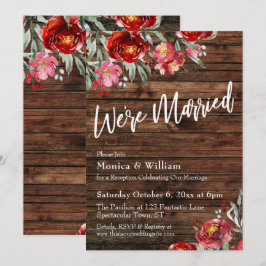 Rustic Boho Burgundy Red Floral Wir sind Verheirat Einladung
