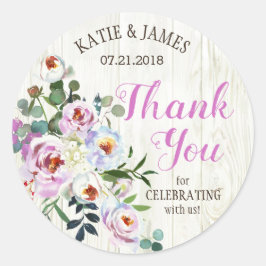 Rustic Boho Chic Floral Bouquet Wedding Label Runder Aufkleber