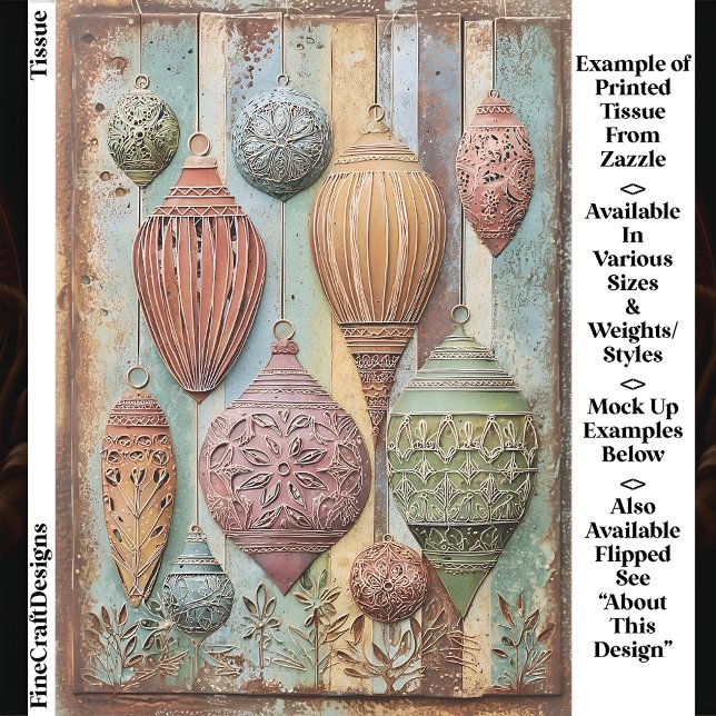 Rustic Boho Chic Holiday Ornaments EA1R Decoupage Seidenpapier (Von Creator hochgeladen)