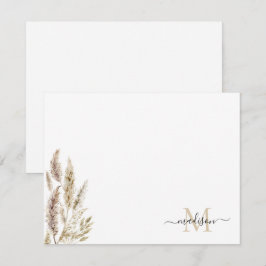 Rustic Boho Chic Pampas Grass Palm Blätter Monogra Mitteilungskarte