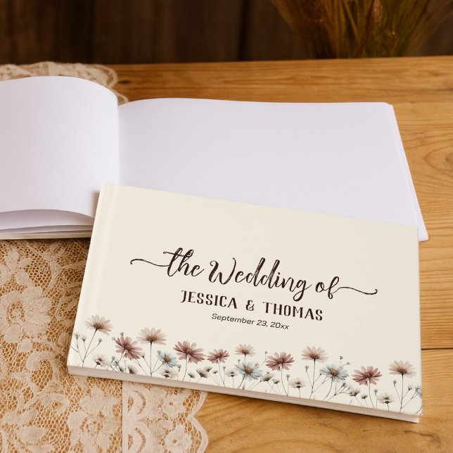 Rustic Boho Chic Wildblumen Simple Wedding Gästebuch (Von Creator hochgeladen)
