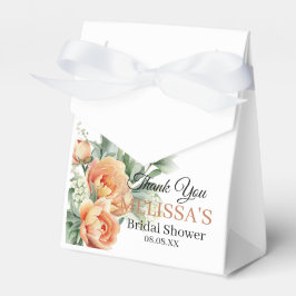 Rustic boho coral flowers greenery thank you geschenkschachtel