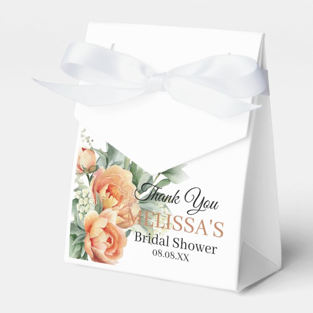 Rustic boho coral flowers greenery thank you geschenkschachtel (Vorderseite)