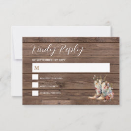 Rustic Boho Cowboy Boots Western Wedding RSVP Karte