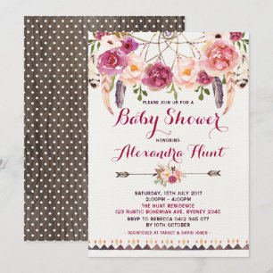 Rustic Boho Dreamcatcher Baby Shower Einladung