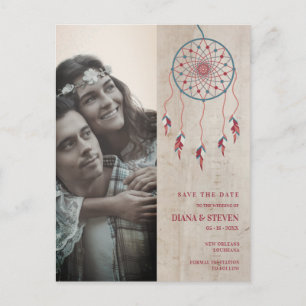 Rustic Boho Dreamcatcher Foto Couple Verlobung Postkarte