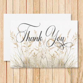Rustic Boho Dried Tan Grass Wedding Dankeskarte