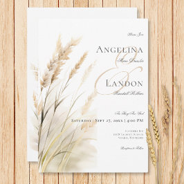 Rustic Boho Dried Tan Grass Wedding Einladung