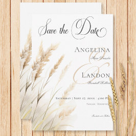 Rustic Boho Dried Tan Grass Wedding Save The Date