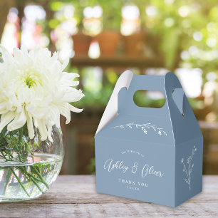 Rustic Boho Dusty Blue Wildblume Wedding Geschenkschachtel