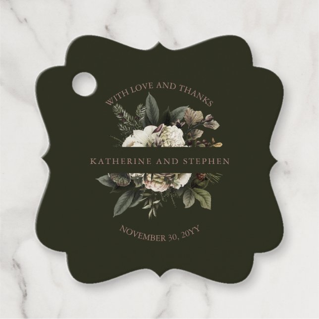 Rustic Boho Dusty Pink Floral Wedding Danke F Geschenkanhänger (Vorderseite)