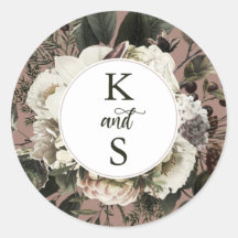 Rustic Boho Dusty Pink Floral Wedding Monogram Cla