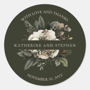 Rustic Boho Dusty Pink Floral Wedding Vielen Dank Runder Aufkleber