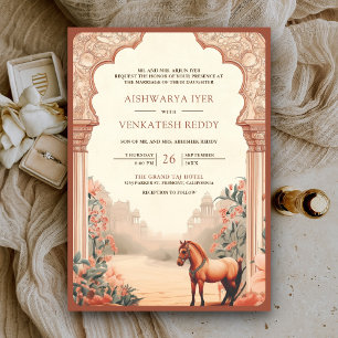 Rustic Boho Earthy Floral Indian Horse Wedding Einladung