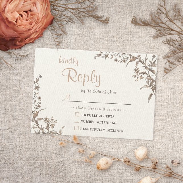 Rustic Boho Earthy Neutral Wildlfower RSVP Card Karte (Von Creator hochgeladen)