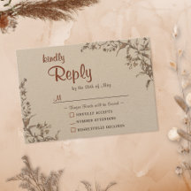 Rustic Boho Earthy Terracotta Wildlfower RSVP Card