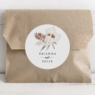 Rustic Boho Elegant Floral Wedding Umschlag Aufkle Runder Aufkleber