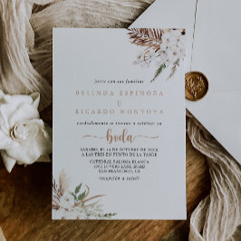 Rustic Boho Elegant Spanische Hochzeit in der Blüt Einladung