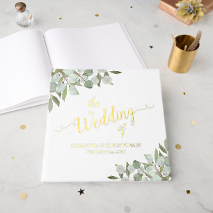 Rustic Boho Eucalyptus Verlasst Elegante Foil Wedd Gästebuch