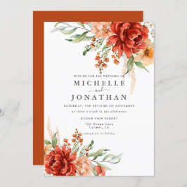 Rustic Boho Fall Blume Hochzeit Einladung