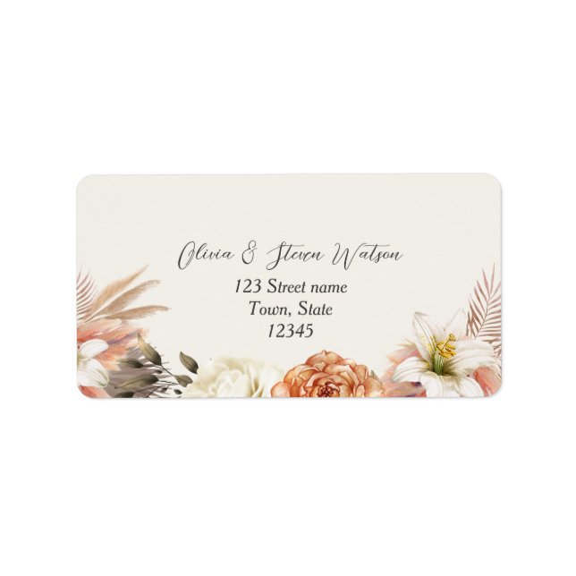 Rustic Boho Fall Floral Address Label Adressaufkleber (Vorne)