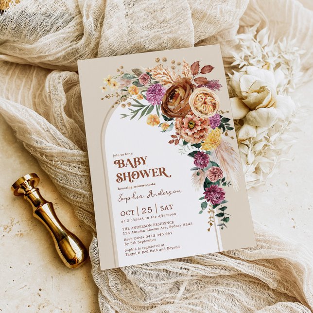 Rustic Boho Fall Garden Floral Baby Dusche Einladung (Von Creator hochgeladen)