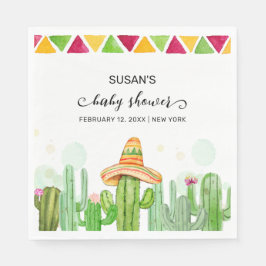 Rustic Boho Fiesta Cactus Taco 'Bout A Baby Shoote Serviette