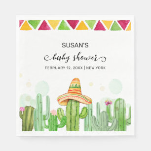 Rustic Boho Fiesta Cactus Taco 'Bout A Baby Shoote Serviette