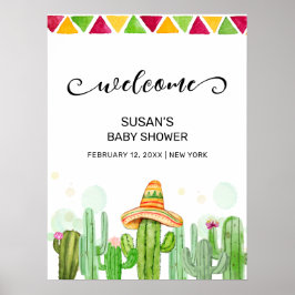 Rustic Boho Fiesta Taco Cactus Baby Dusche Willkom Poster