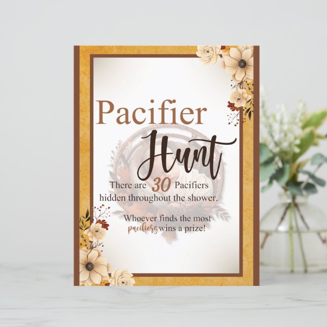 Rustic Boho Floral Baby Dusche Schnuller Jagd Spie (Stehend Vorderseite)