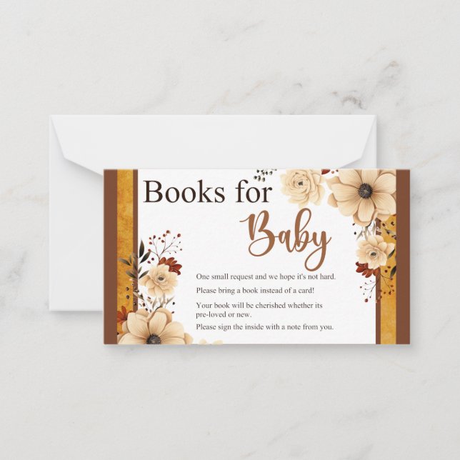 Rustic Boho Floral Baby Shooting Books for Baby Mitteilungskarte (Vorderseite)