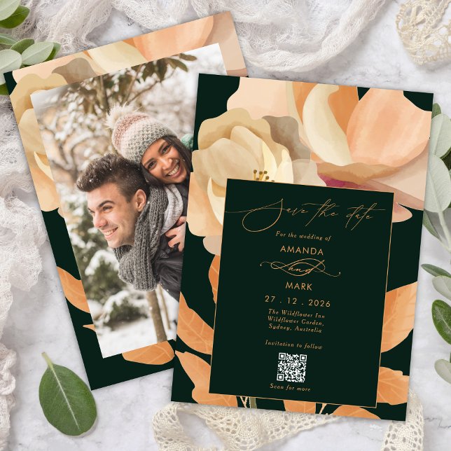 Rustic Boho Floral Green Save the Date Einladung (Von Creator hochgeladen)