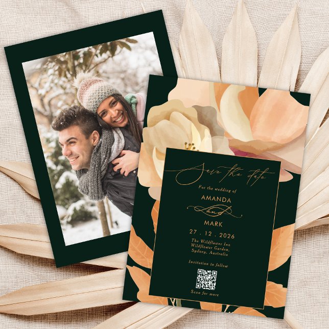 Rustic Boho Floral Green Save the Date Einladung (Von Creator hochgeladen)
