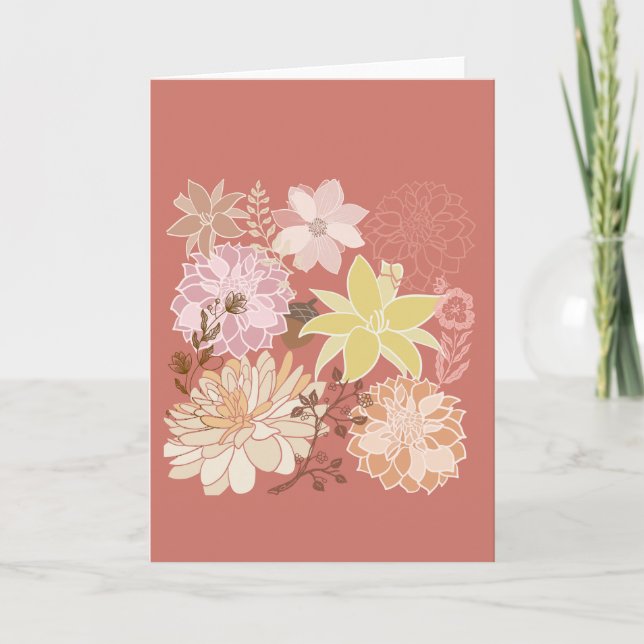 Rustic Boho Floral Pattern Karte (Vorderseite)