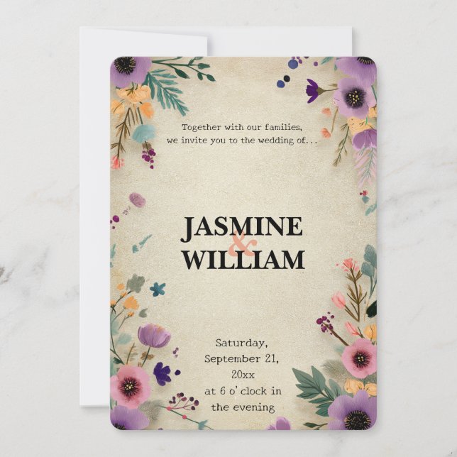 🎨 Rustic Boho Floral Wedding Einladung 💌 🌿 (Vorderseite)