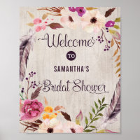 Rustic Boho Floral Welcome Poster Brautparty